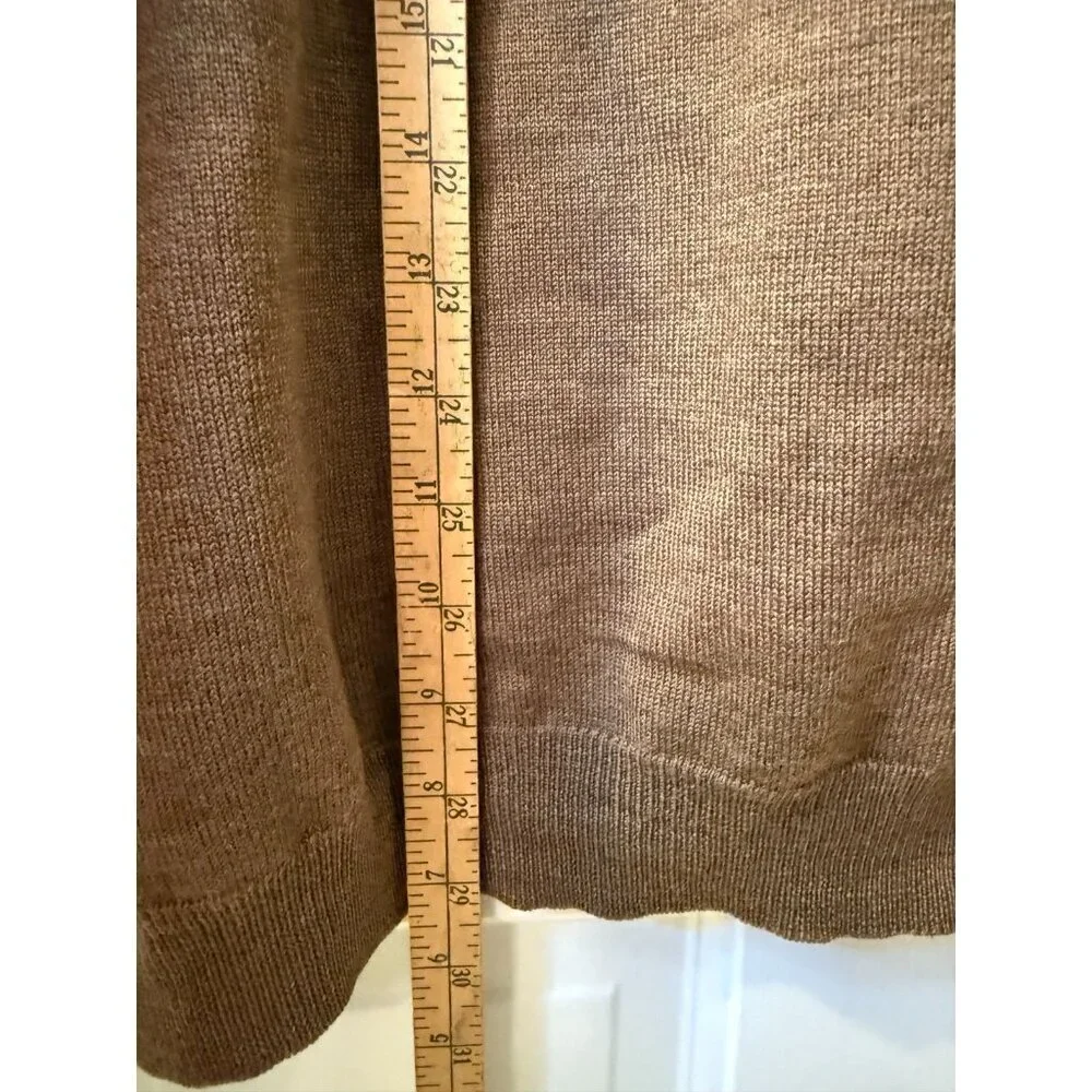 Brooks Brothers Merino Wool Stretch V-Neck Tight Knit Brown Mens Sweater Size XL - Picture 4 of 5